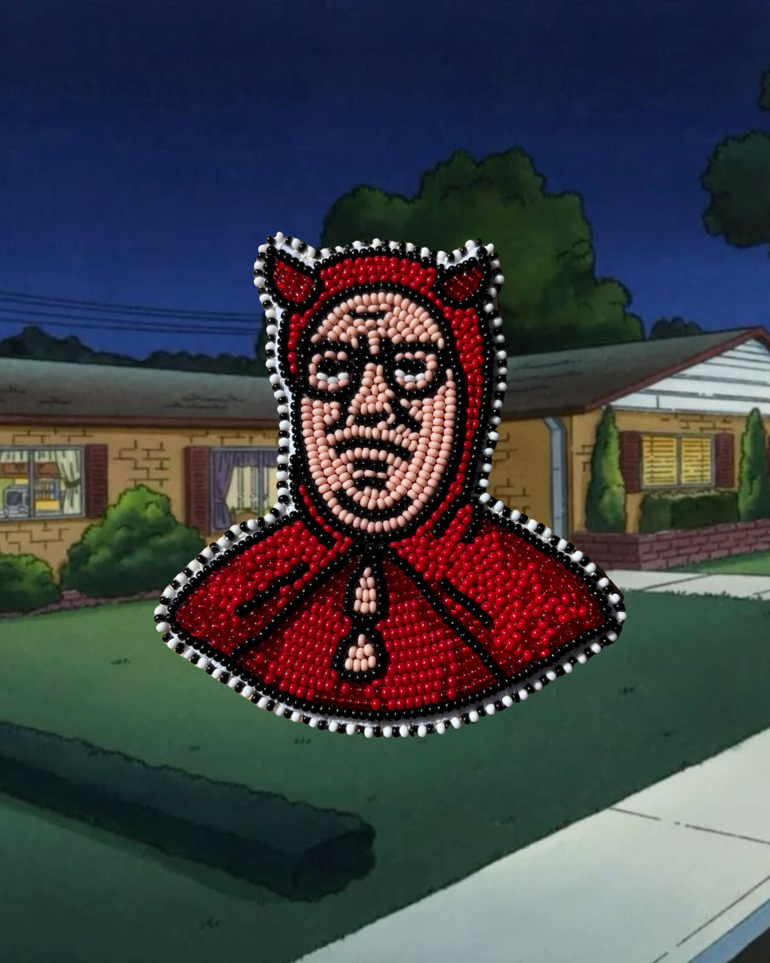 Hank in a Devil Costume Beaded Pin