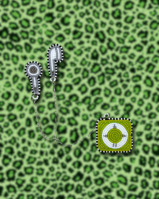 WIRED FOR CHAOS Beaded iPod Pin (Lime Green)