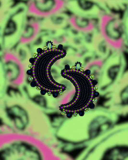 VENOM MOON Beaded Crescent Earrings