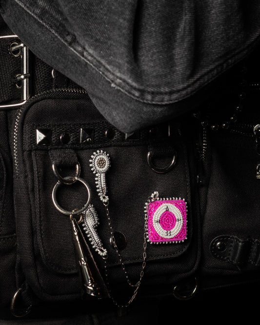 WIRED FOR CHAOS Beaded MP3 Pin (Hot Pink)