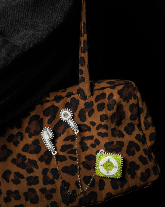 WIRED FOR CHAOS Beaded MP3 Pin (Lime Green)